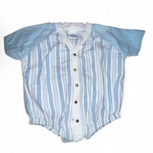 OshKosh B'gosh Light Blue Striped Button Down Onesie
